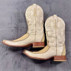 Los Altos/Montero Genuine Ostrich/Leather Western Cowboy Boots with 6X Toe